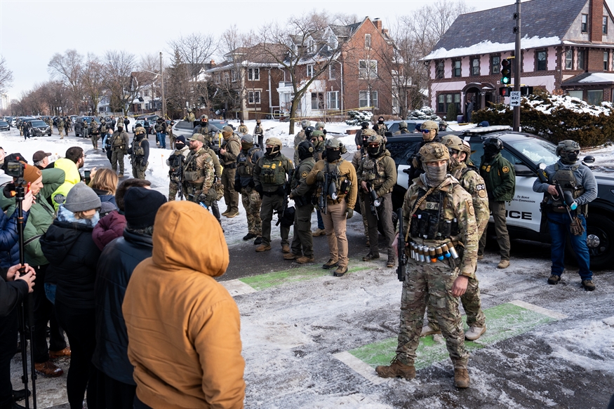 Protestors and ICE agents